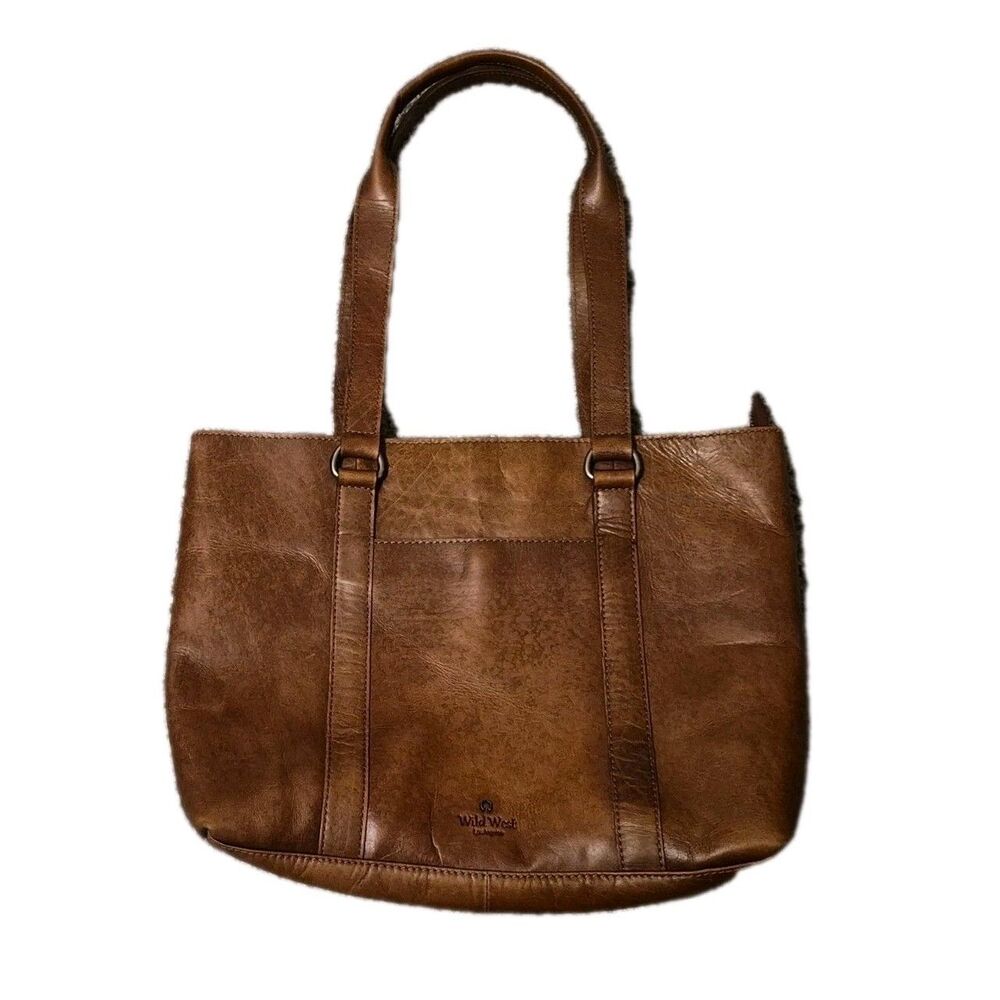 Wild West Purse Los Angeles Brown Leather Medium Tote Handbag Cowgirl